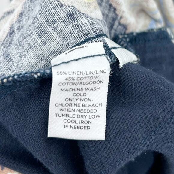 Ann Taylor Loft Navy Blue Paisley Shorts Linen Blend Floral Womens Size 0 - Picture 7 of 11